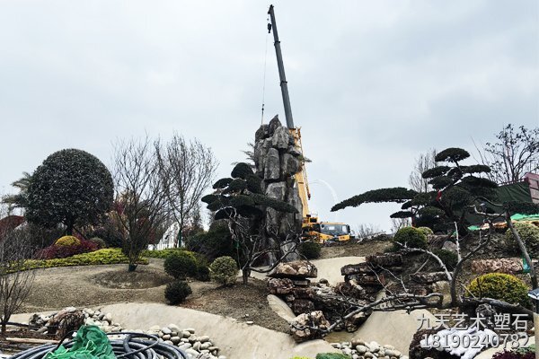 2024成都園博園廣安館塑石施工現場(chǎng)